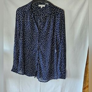 Hayden Medium Navy blue and white polka dot blouse Sm Pull